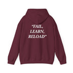 "Fail, Learn, Reload" - Motivational Hoodie With Pocket